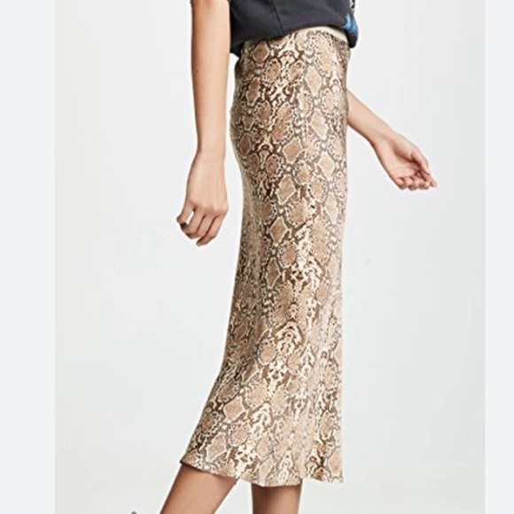 NWOT Anine Bing Snake Print Python Silk Slip Mermaid Skirt S - Picture 5 of 6